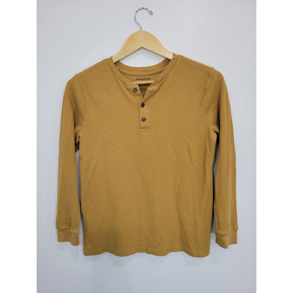 Tommy Bahama Kids Long Sleeve Henley Shirt Amber‎ Gold Size XXL 16